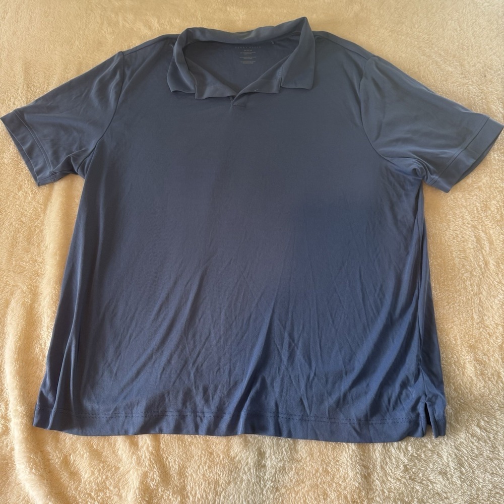 Y2K Perry Ellis Polo Shirt Mens 2XL Blue Stretch Casual Golf Shirt
